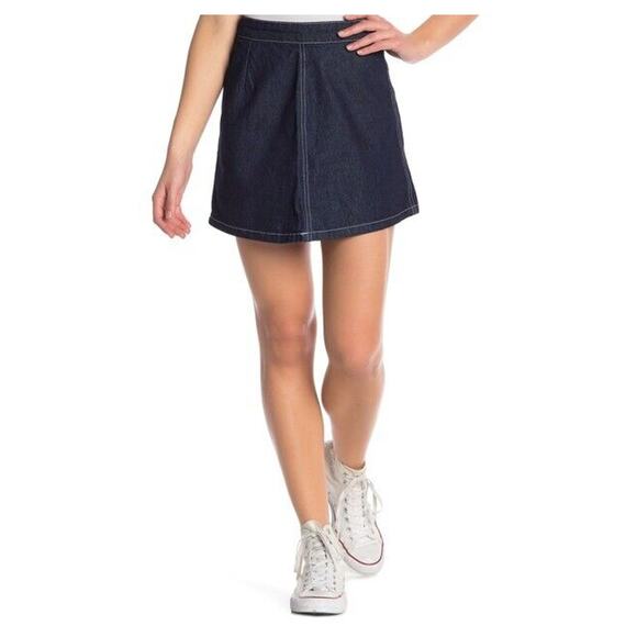 Cotton On Jean Skirt Womens 6 90s Denim A Line Mini Dark Wash Prep Dark Academia - Picture 5 of 5